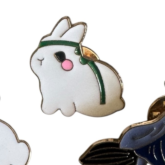 White Rabbit Enamel Pin Set - Picture 3 of 6